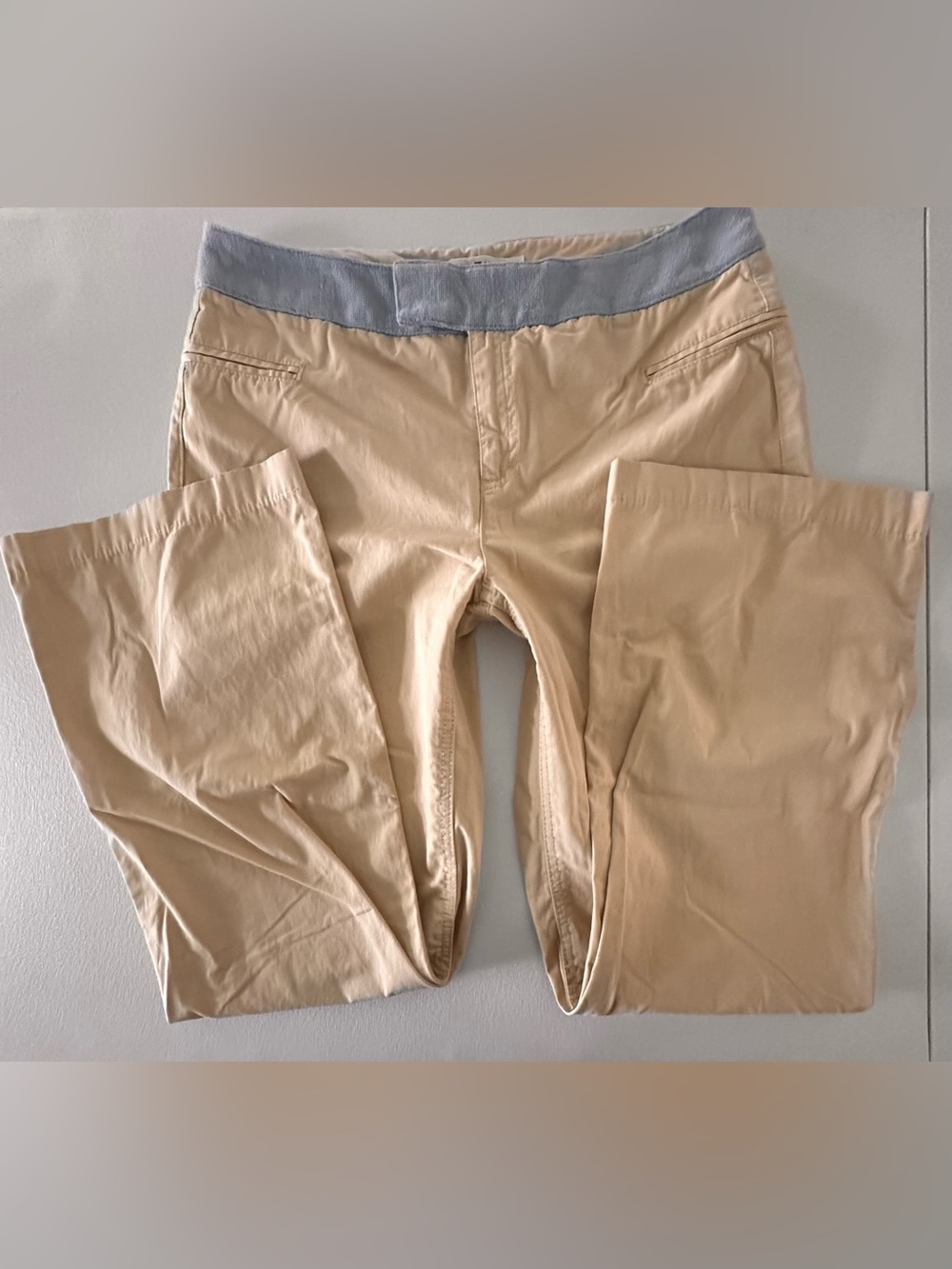 Tommy Hilfiger Wide Leg Pants in Beige with Light Blue Waistband